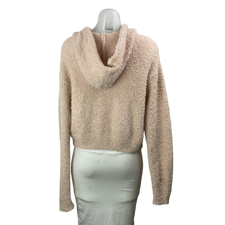 Skims Women's Cream Fleece Fuzzy Teddy Full Zip Hoodie Sweatshirt Top Size S
