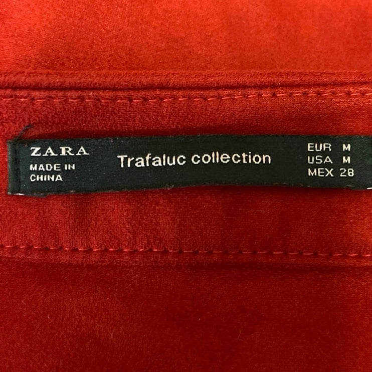 Zara Women's Faux Suede Zip Front Casual Party Straight A-Line Mini Skirt Size M