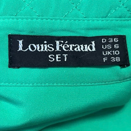 Louis Feraud Women's Green Quilted Long Sleeve Studded Button Down Shirt Top 6