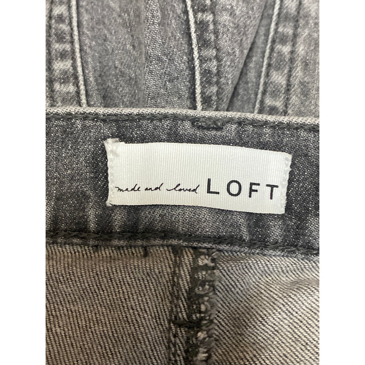 Ann Taylor LOFT Black Washed High Rise Distressed Straight Leg Denim Jeans Sz 27