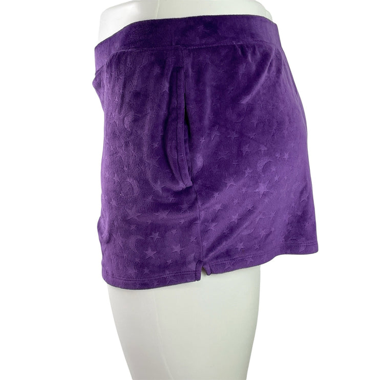 Way To Celebrate Halloween Purple Velvet Velour Mini Lounge Sleep Shorts Size L