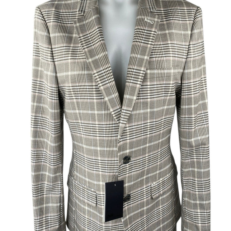 NEW ASOS Women's Gray Plaid Blazer Coat Suit Jacket Dress Pants 2 Pc Set Size 38