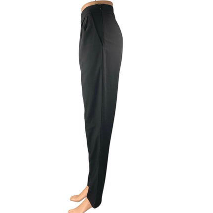 Lulus Women's Black Straight Tapered Leg High Waist Zip Trousers Dress Pants S