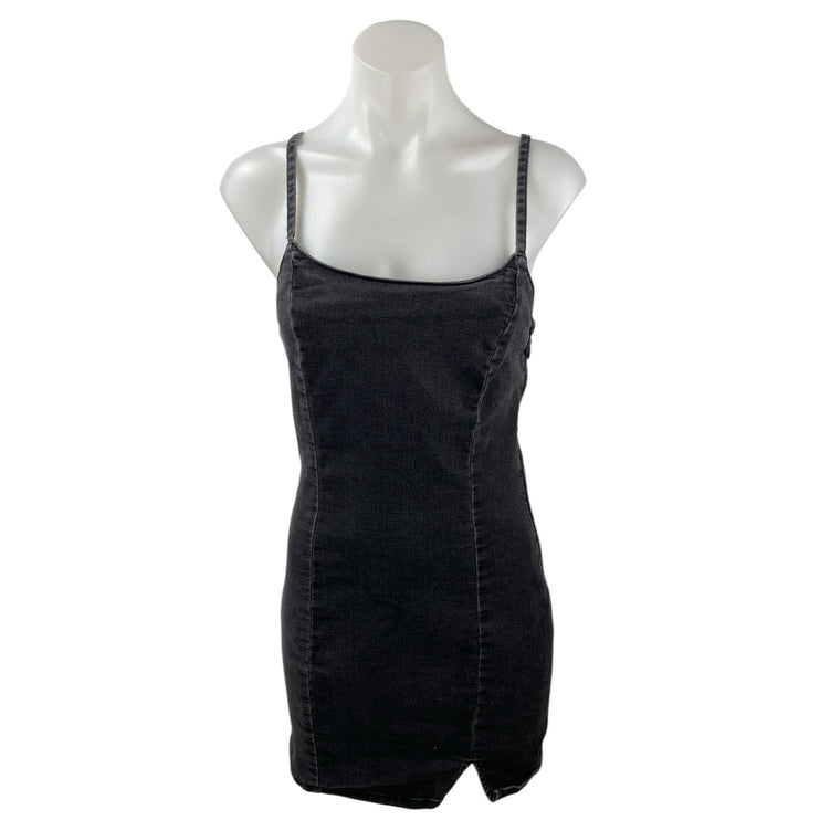 H&M Divided Womens Black Sleeveless Cami Camisole Mini Denim Jeans Tank Dress S