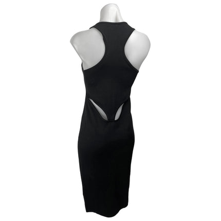Miaou Women's Black Sleeveless Racerback Cutout Back Midi Tank Bodycon Dress M