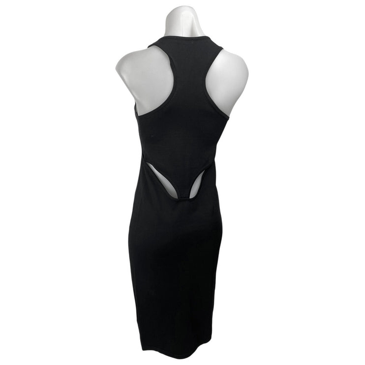 Miaou Women's Black Sleeveless Racerback Cutout Back Midi Tank Bodycon Dress M