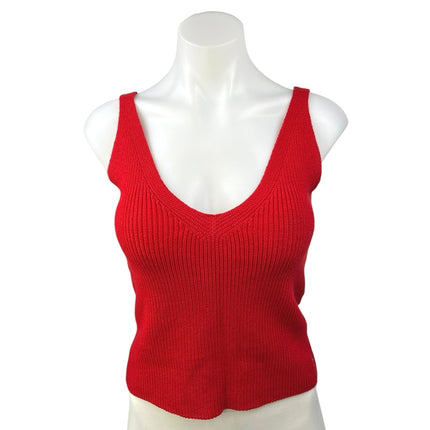 Brandy Melville Red Knitted Scoop Neck Sleeveless Pullover Sweater Tank Top Sz S