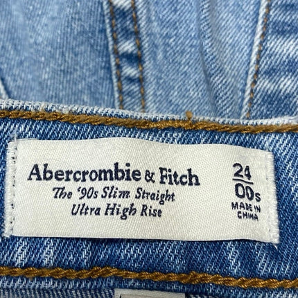 Abercrombie & Fitch The 90s Slim Straight High Rise Blue Denim Jeans Size 24