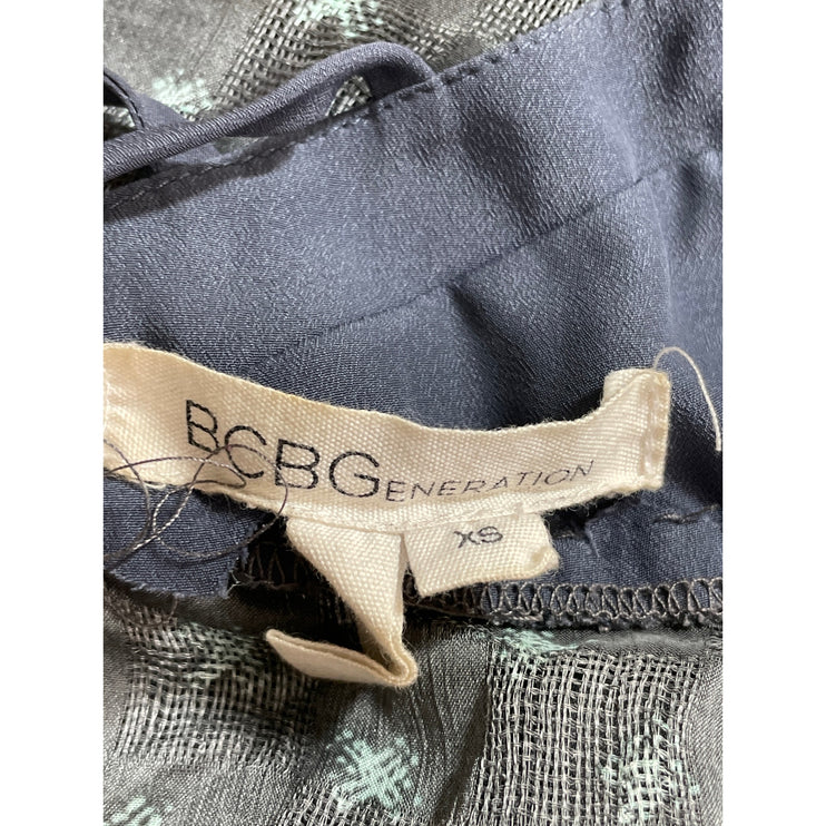 BCBGeneration Gray Geometric Semi Sheer Strappy Sleeveless High Low Dress Sz XS