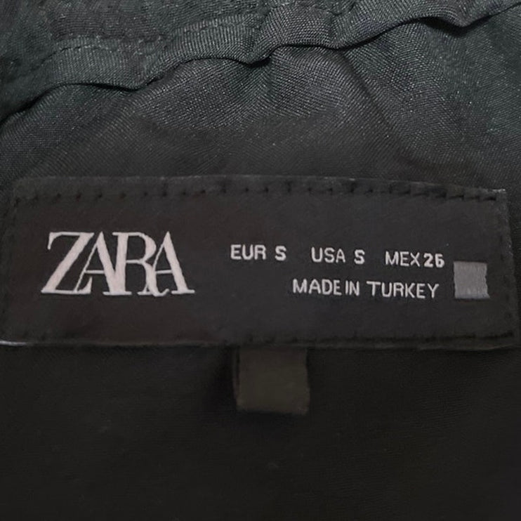 Zara Women's Black Striped High Waist Drawstring Trousers Sweatpants Size S