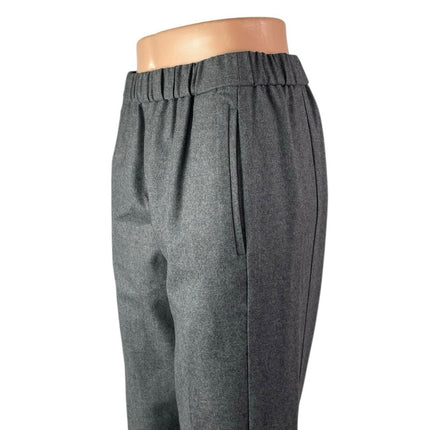 Theory Women's Gray Wool High Elastic Waist Straight Pull On Trousers Pants S/P