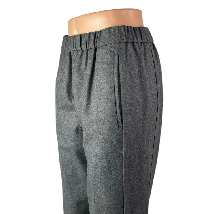 Theory Women's Gray Wool High Elastic Waist Straight Pull On Trousers Pants S/P