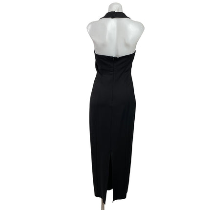 Reformation Finnian Black Halter Sleeveless Square Neck Maxi Bodycon Dress Sz M
