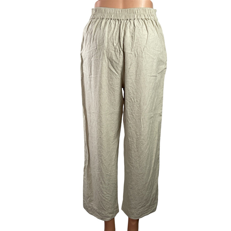 Madewell Women's Cream Linen High Waisted Pleated Wide Leg Trousers Pants Sz 00