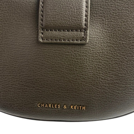 Charles & Keith Itzy Gabine Black Leather Korean KPOP Belted Hobo Handbag OS