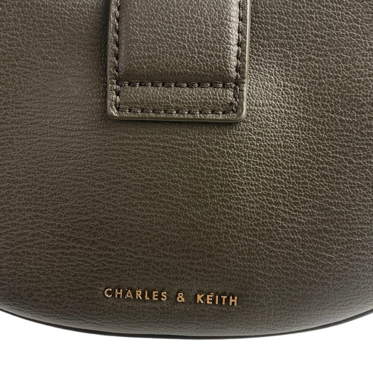 Charles & Keith Itzy Gabine Black Leather Korean KPOP Belted Hobo Handbag OS