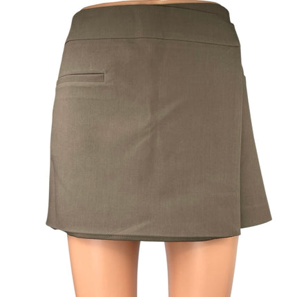 Zara Women's Brown Tan High Waist Straight Pencil Mini Wrap Skort Skirt  Size L