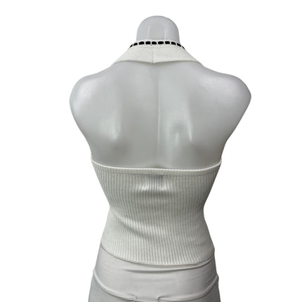 With Jean Gigi REVOLVE Women's White Sleeveless Ribbed Knit Halter Top Size XS