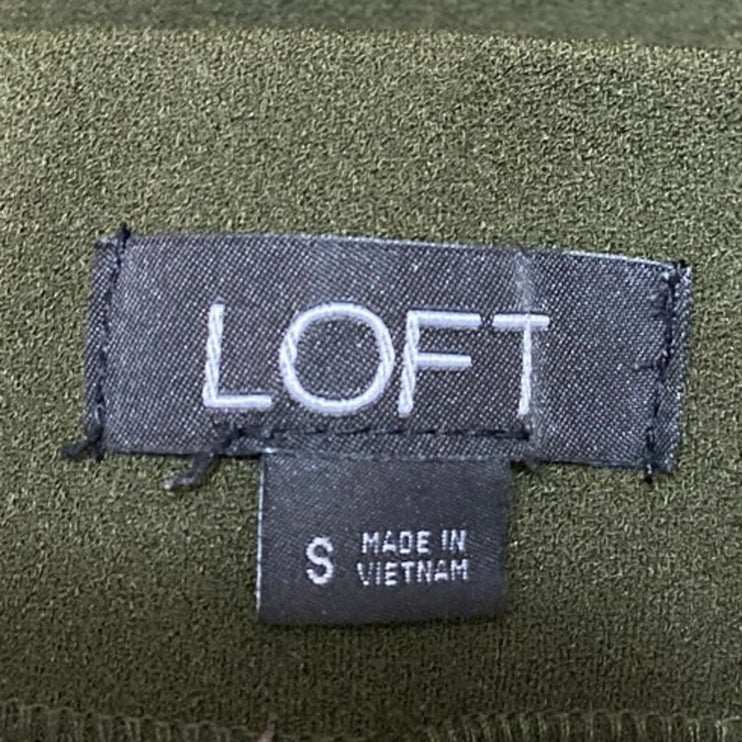 Ann Taylor LOFT Women's Green Straight Wide Leg High Waist Trousers Dress Pants S