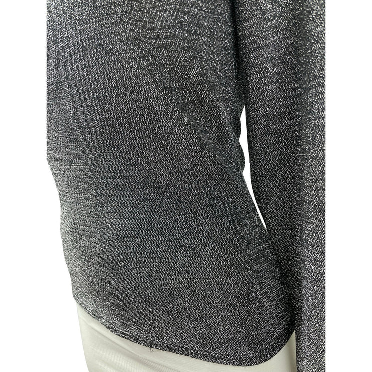 Reformation Sparkly Sterling Metallic Gray One Shoulder Long Sleeve Blouse Top S