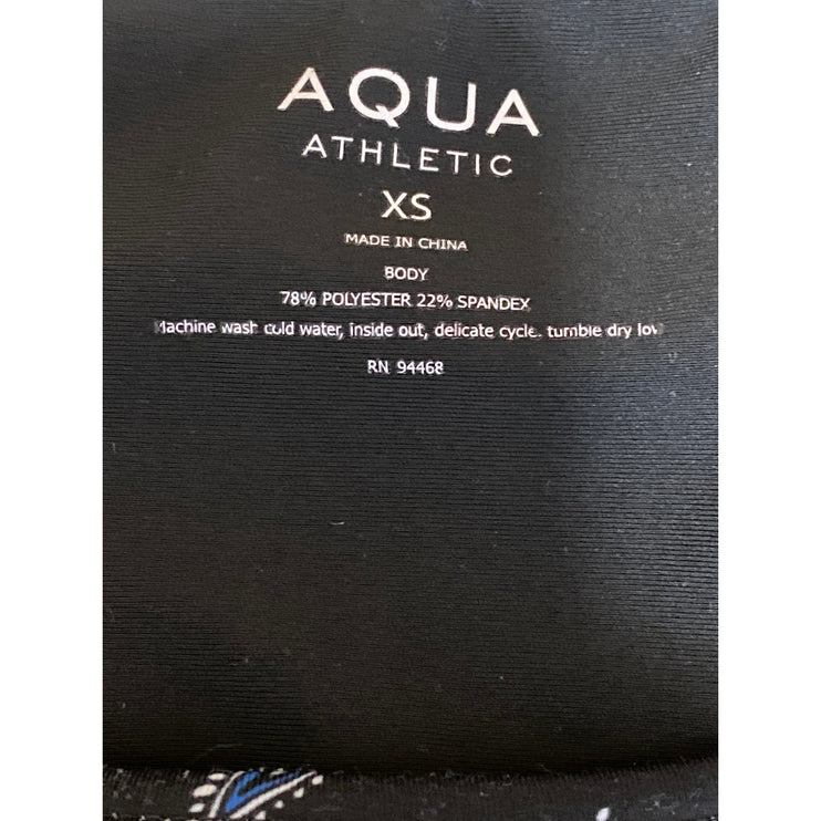 Aqua Athletic Women's Black Paisley Yoga Athletic Activewear Crop Tank Top Sz XS