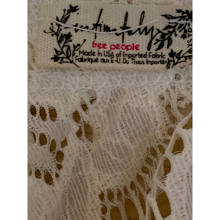 Free People Intimately Cream Long Sleeve Floral Lace Boat Neck Blouse Top Sz XS
