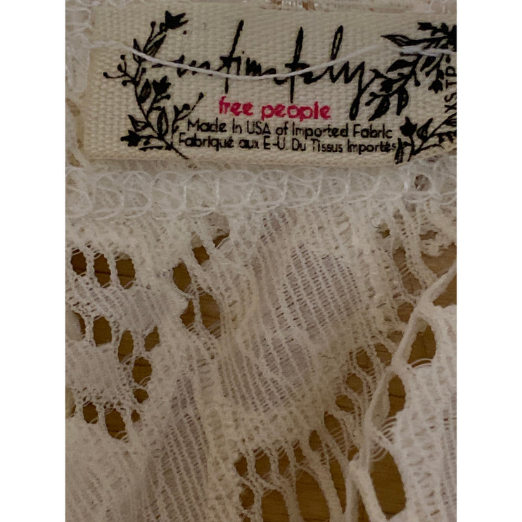 Free People Intimately Cream Long Sleeve Floral Lace Boat Neck Blouse Top Sz XS