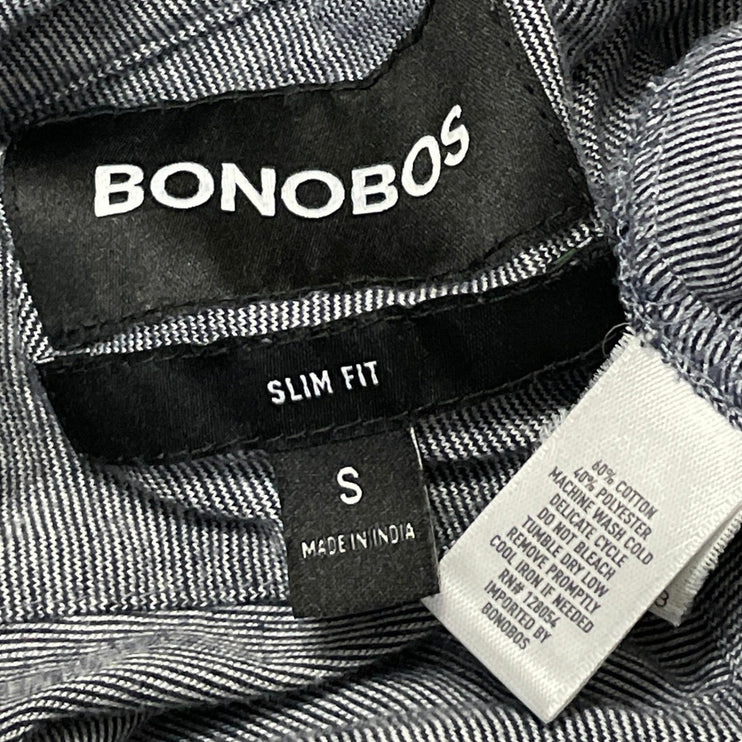 Bonobos Men's Gray Long Sleeves Collared Slim Fit Button Down Shirt Top Size S