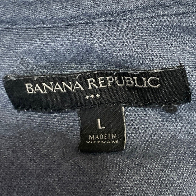 Banana Republic Men's Light Gray Knit Long Sleeve Henley T Shirt Tee Top Size L