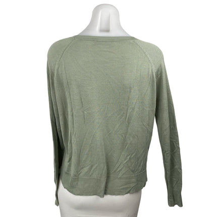 Zara Women's Green Knit Round Neck Long Sleeve Casual T-Shirt Sweater Top Size M