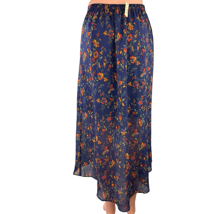 Madewell Women's Blue High Waisted Floral Print Calf Length A-Line Skirt Size 6
