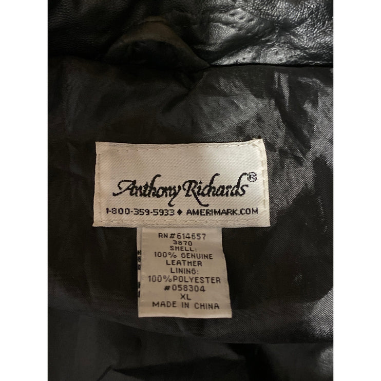Anthony Richards Women's Black 100% Leather Hoodie Hooded Coat Jacket Size XL