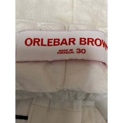 Orlebar Brown Men's White Linen High Rise Slim Tapered Utility Trousers Pants 30