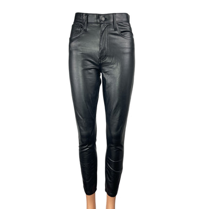 Abercrombie & Fitch Black Faux Vegan Leather High Rise Skinny Trousers Pants 25