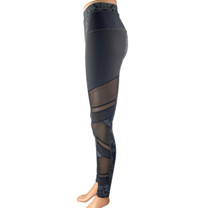 Lululemon Just Breathe Black Leopard Mesh Yoga Athletic Leggings Pants Size 4