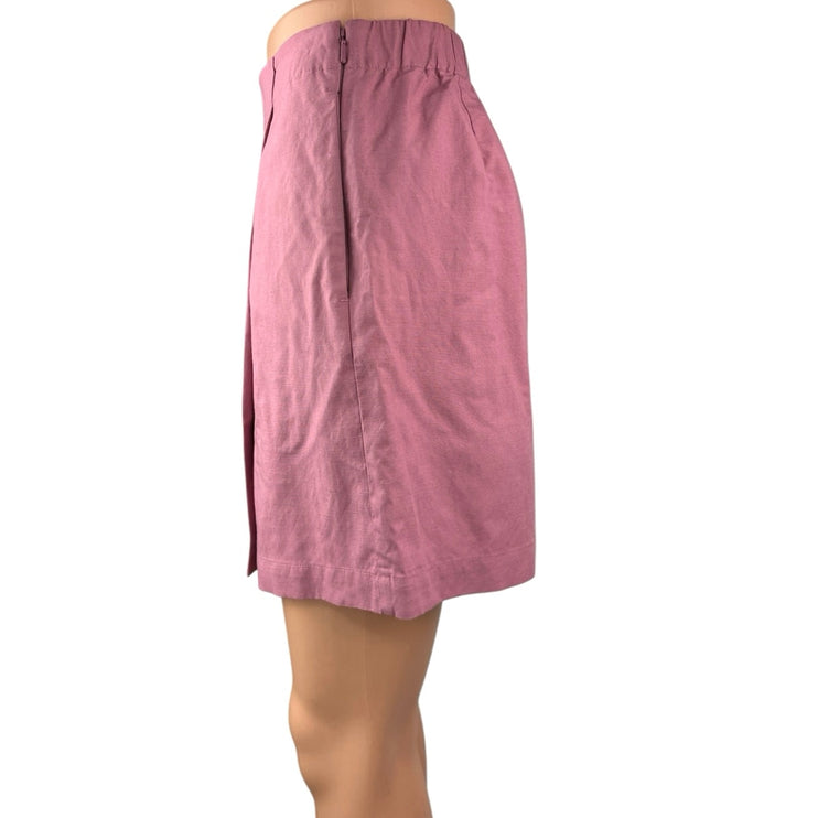 Uniqlo Women's Pink Linen High Waisted Side Zip Pull On Casual Skort Skirt Size XS