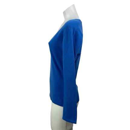 Altea Bonifacio 100% Cashmere Womens Blue Long Sleeves Knit V-neck Sweater Top L