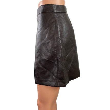 NEW Aritzia Wilfred Patio Mocha Brown Faux Leather High Waist Slit Mini Skirt 6