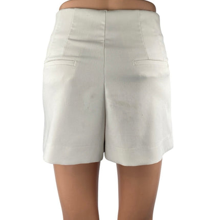 En Saison Women's White High Waisted Pleated Straight Mini Shorts Size XS