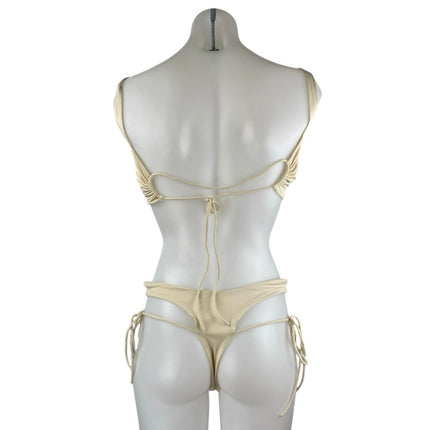 Oh Polly Beige Strappy Thong Tank Bralette Two Piece Bikini Set Swimwear Size M