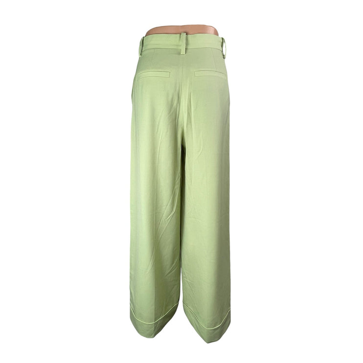 & Other Stories Women's Green High Waisted Straight Wide Leg Trousers Pants Sz 4