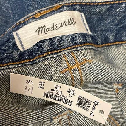 NEW Madewell The Darted Women's Blue High Rise Barrel Leg Denim Jeans Pants 25