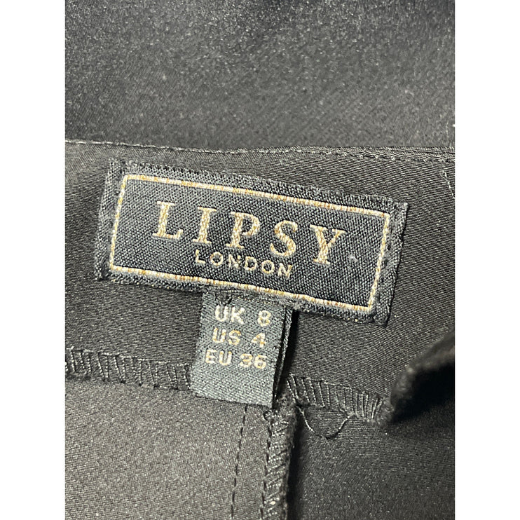 Lipsy Women's Black Lace Up High Waisted Wide Leg Trousers Dress Pants Size 4