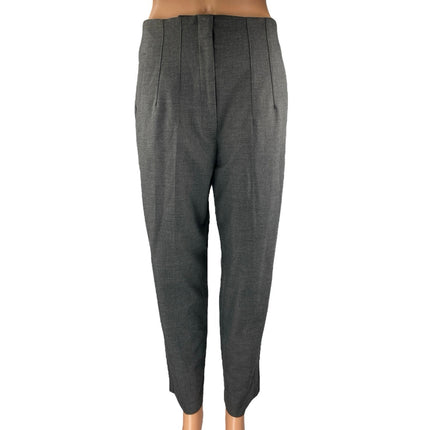 Zara Women's Gray High Waisted Pleated Tapered Trousers Dress Pants Size L