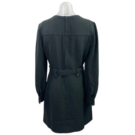 NEW Club Monaco Black Long Balloon Sleeve Belted Pocket A Line Mini Dress Size 8