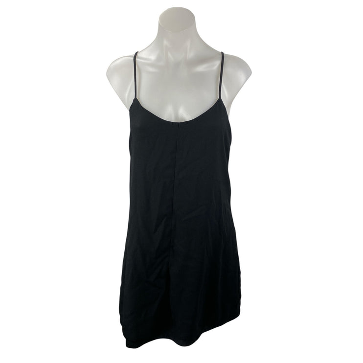 Topshop Women's Black Sleeveless Scoop Neck Open Back Cami Tank Mini Dress Sz 6