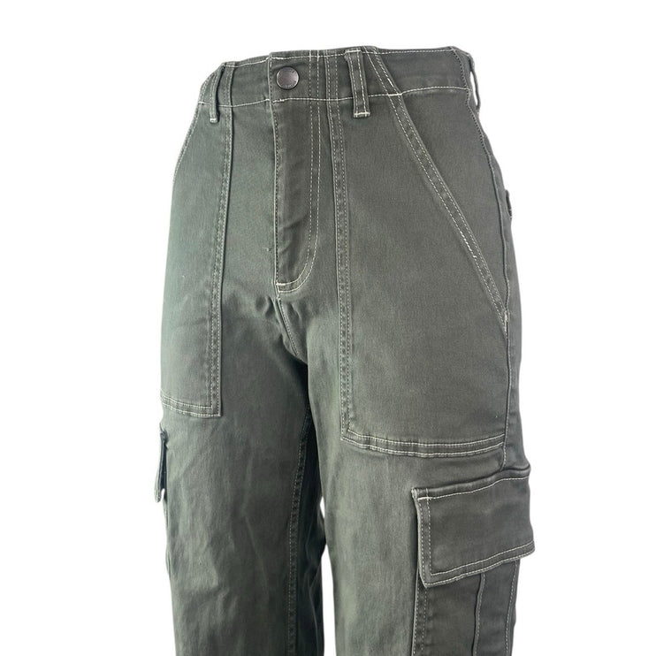 Hollister Womens Green Ultra High Rise Straight Utility Cargo Crop Pants Size XS