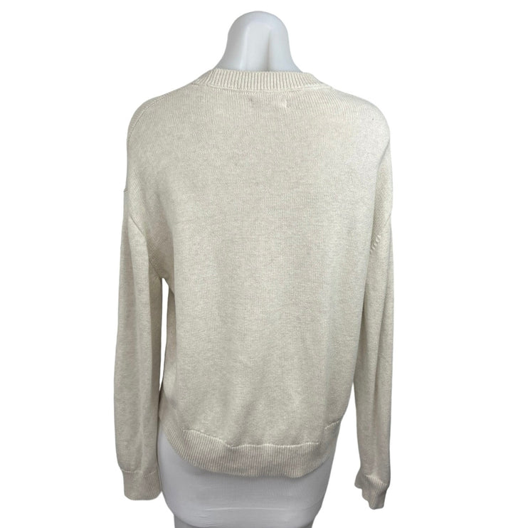 Daily Rituals Women's White Pullover Long Sleeve Crew Neck Knit Sweater Top Sz M