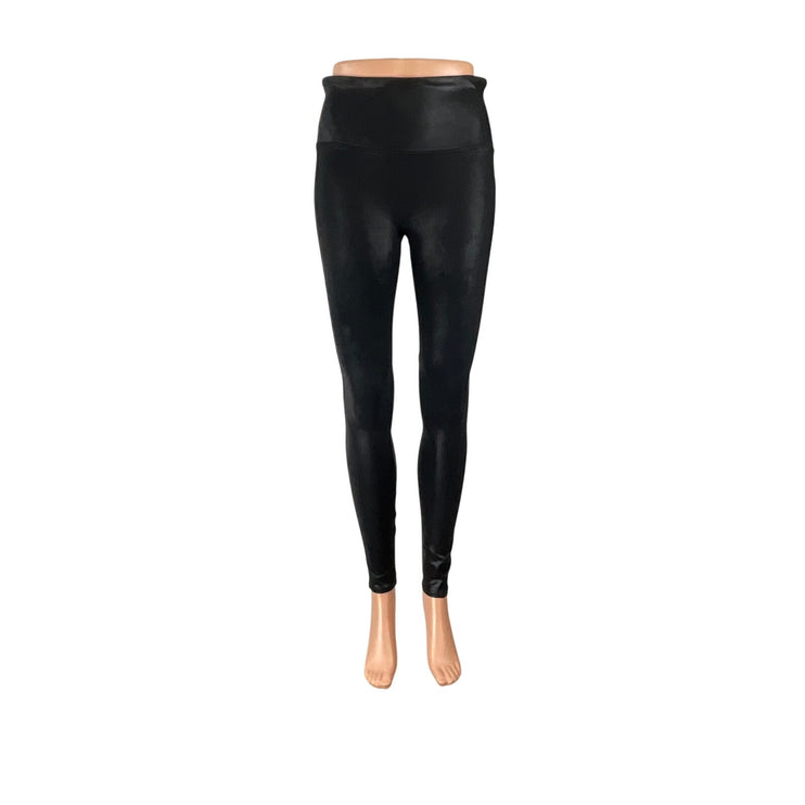 Spanx Black Faux Vegan Leather High Rise Activewear Skinny Moto Leggings Pants M