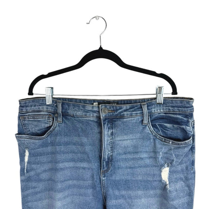 KUT From The Kloth Rachael Blue Distressed Frayed Hem Skinny Denim Mom Jeans 18